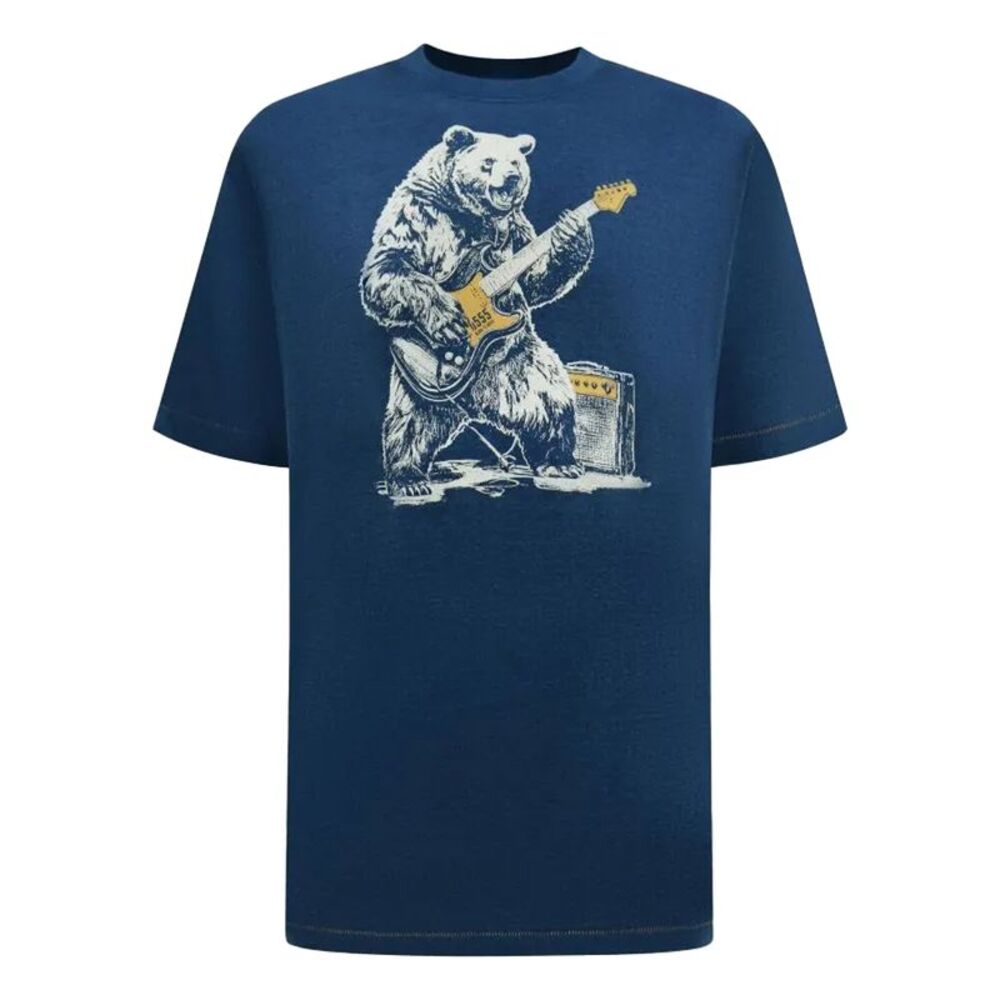 Duke Mens Morley D555 Bear With Guitar Kingsize T-Shirt / Navy Blue